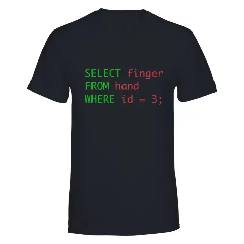 SQL Humor Select finger from hand shirt