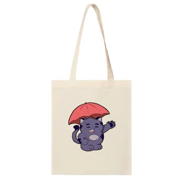 Neko Cat with Umbrella Canvas Tote Bag